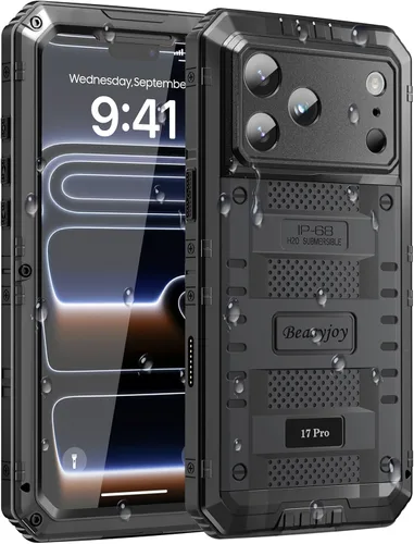 Vista 11 de Beasyjoy Funda impermeable para iPhone 13, funda de metal con protector de pantalla integrado, resistente protección de cuerpo completo, grado