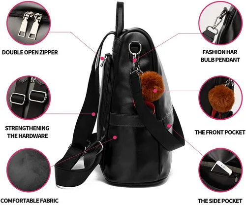 Vista 5 de CHERUTY Women Backpack Purse PU Leather Anti-theft Casual Shoulder Bag Fashion Ladies Satchel Bags