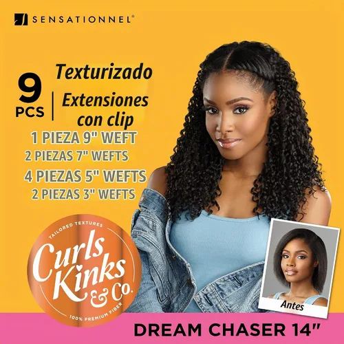 Vista 7 de Sensationnel Curls Kinksandco Clip in-Dream Chaser 14 pulgadas, 1 JETBLACK
