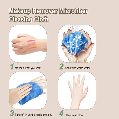 Vista 6 de KODAMO Paño removedor de maquillaje, almohadillas removedoras de maquillaje reutilizables, lavables con bolsa de malla, paños de microfibra