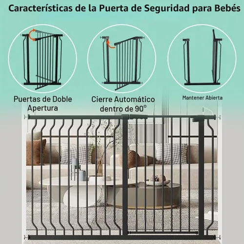 Vista 3 de ALLAIBB - Puerta para bebé extra alta de 40.55 pulgadas, 29.92-62.60 pulgadas de ancho, para mascotas, color blanco