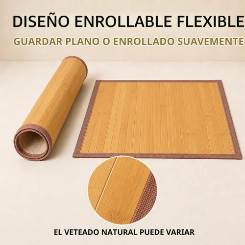 Vista 4 de Juego de 4 manteles individuales de bambú, resistentes al calor, para mesa de comedor, manteles individuales de bambú duraderos, resistentes a