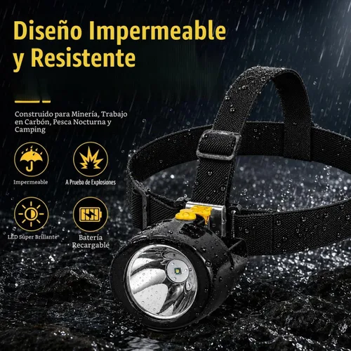Vista 5 de Amigos de caza Coon Luces de caza Luz blanca Luz de minería impermeable a prueba de explosiones Mineros Linterna recargable linterna para minería