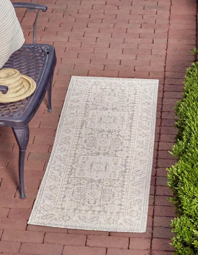 Vista 68 de Unique Loom Outdoor Aztec Collection Alfombra de área, Chalca (5 pies 3 pulgadas, octágono, aguamarina/marfil)