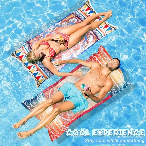 Vista 2 de Silla flotante de piscina, paquete de 2 flotadores de piscina para adultos, 4 en 1, flotadores multiusos para piscina, juguetes flotadores