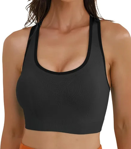 Vista 3 de Match - Brasier deportivo para mujer, sin varillas, sin costuras, con relleno, espalda cruzada, brasier de yoga para entrenamiento, gimnasio, ropa