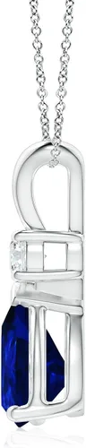 Vista 54 de Angara Colgante de lágrima de zafiro azul natural con diamante en plata/oro macizo de 14 quilates/platino Cumpleaños, compromiso, aniversario