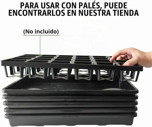 Vista 5 de RooTrimmer Paquete de 5 bandejas para macetas de vivero, bandeja de transporte y sujeción para plantas para macetas de inicio de semillas, Negro