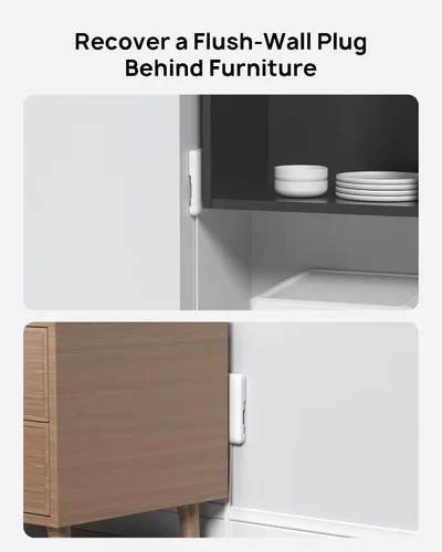 Vista 3 de TROND - Tira de alimentación con cubierta de toma, cable de extensión plano corto de 3 pies con 8 tomas de CA y 4 puertos USB, 13A/1625W, protector