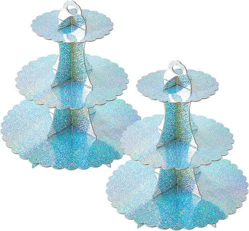 Vista 10 de Soleebee Soporte para Cupcakes de 3 Niveles, Torre de Cupcakes de Cartón, Torre de Soporte para Pasteles de Postre para Decoración de Cumpleaños