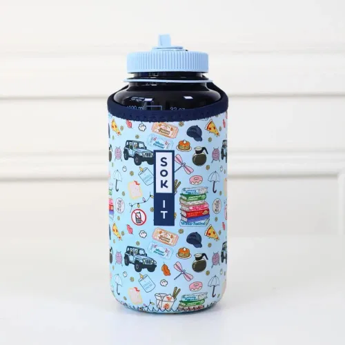 Vista 256 de Sok It BotlSok Funda para botella de agua con cubierta de neopreno aislante (Floral abstracto, se ajusta a CamelBak o Nalgene de 12 onzas)