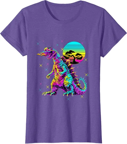 Vista 15 de Cool Streetwear synthwave 80s 90s retro anime snakezilla camiseta, Negro