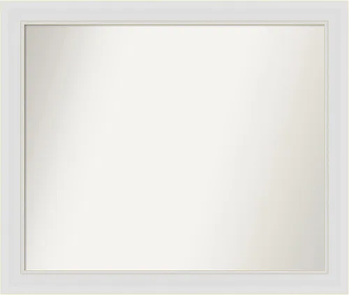 Vista 338 de Amanti Art Espejo de baño blanco para sobre el fregadero, 24 x 26 pulgadas, espejo rectangular blanco y blanco, marco de madera contemporáneo