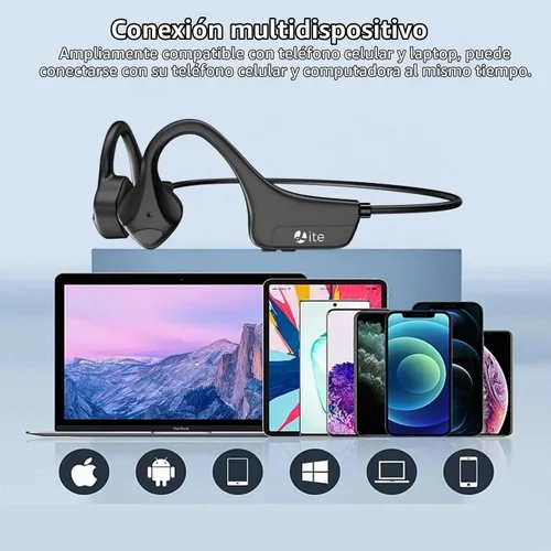 Vista 9 de Auriculares de Conducción Ósea YouthWhisper Bluetooth, Auriculares de Oreja Abierta con Micrófono, Conexión Inalámbrica Multipunto, Resistente al