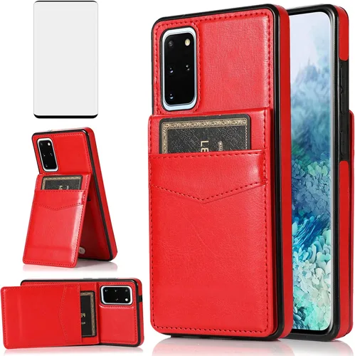 Vista 8 de Funda de teléfono para Samsung Galaxy S20 Plus Glaxay S20+ 5G con protector de pantalla de vidrio templado, soporte para tarjeta de crédito, soporte