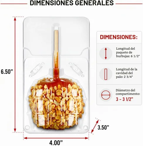 Vista 7 de Paquete de 50 recipientes transparentes de manzana confitada, cajas de embalaje de manzana dulce, manzanas caramelizadas, manzanas dulces