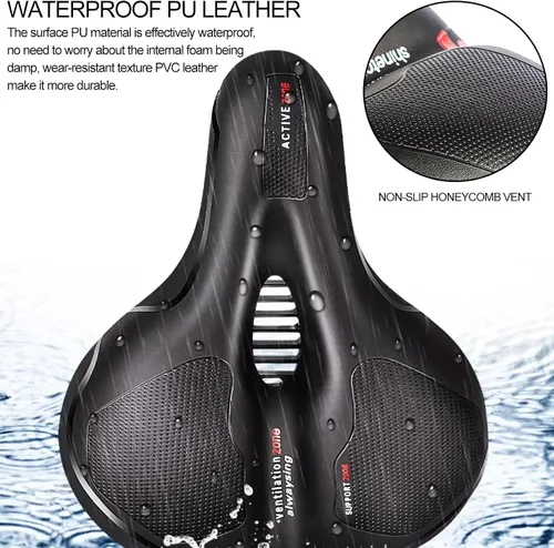 Vista 5 de TOPCABIN Asiento cómodo para bicicleta con doble bola de absorción de golpes, espuma viscoelástica gruesa, impermeable, universal, asiento ancho