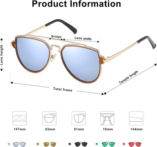 Vista 2 de SOJOS Retro Aviator Polarized Double Bridge Sunglasses for Men Women Mirrored Lens SJ1051