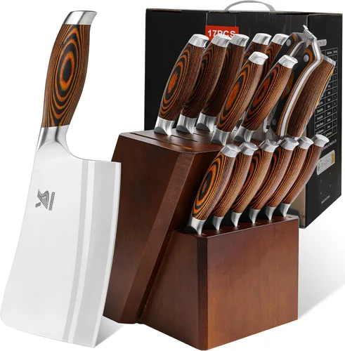 Vista 10 de MSY BIGSUNNY Juego de cuchillos de cocina de 5 piezas, cuchillo de cocina profesional alemán de acero inoxidable, serie Tang