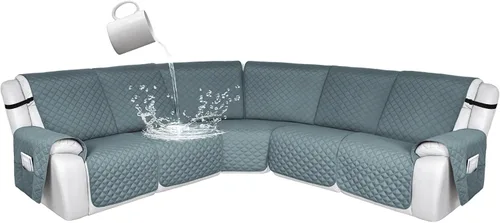 Vista 188 de HDCAXKJ Fundas de sofá seccional reclinable 100% impermeable, forma de L, funda de sofá reclinable lavable acolchada suave para mascotas, perro
