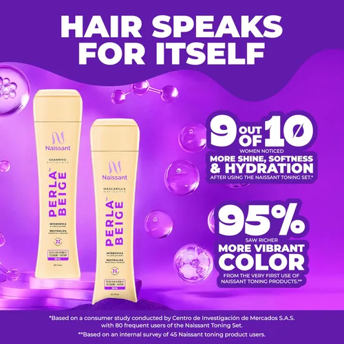 Vista 9 de Naissant Set Purple Shampoo & Toning Mask Elimina el cobrizo Neutraliza los tonos amarillos y naranjas Sin parabenos, amoníaco ni sulfato