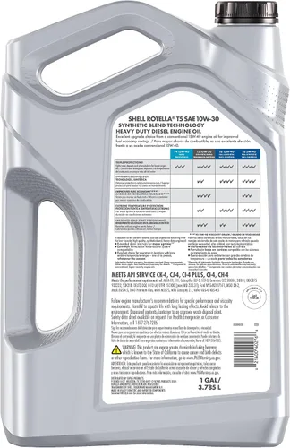 Vista 2 de Shell Rotella Aceite de motor diesel T5 Synthetic Blend 10W-30, 1 galón