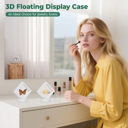 Vista 32 de EsLuker.ly Juego de 6 soportes de exhibición de marco flotante 3D, vitrina flotante transparente de polietileno, caja de almacenamiento de joyería