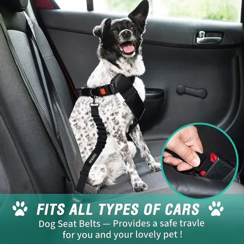 Vista 2 de COOYOO cinturón de seguridad retráctil y ajustable para perro, juego de 3 piezas, cinturón de nailon para vehículo, para que tu mascota esté segura