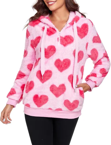 Vista 10 de Century Star Sudadera deportiva mullida de vellón con capucha para mujer de talla extragrande con bolsillos