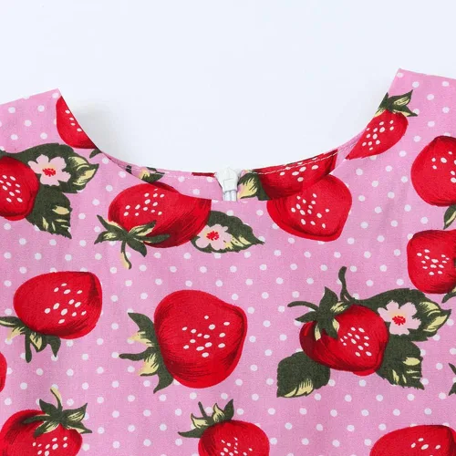 Vista 4 de Vestido de noche para niñas, estilo vintage de los años 50, con estampado de lunares, floral, rockabilly para fiesta de graduación, vestido de té