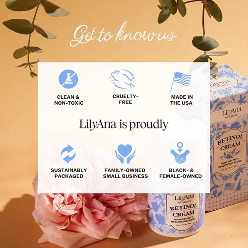 Vista 6 de LilyAna Naturals Crema facial de retinol antienvejecimiento para mujeres, crema antiarrugas y cuello para reafirmar, hidratante de retinol para cara