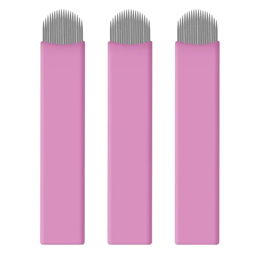 Vista 9 de 50pcs rosa desechable microblading artista Blade #12 Nano Microblades 0.007 in Microblading cejas suministros agujas tamaño disponible 12F 14F 18U