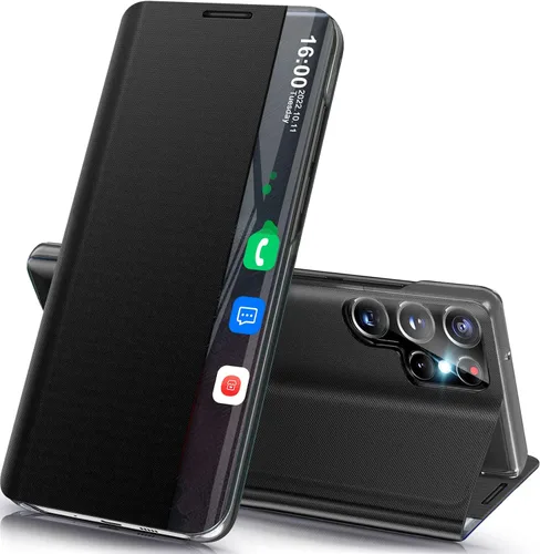 Vista 43 de Funda de teléfono para Samsung Galaxy A16 5G, Clear View Window Funda delgada de lujo para teléfono Galaxy A16 con soporte, funda protectora