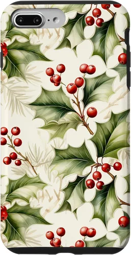 Vista 12 de Lindo diseño de bayas de acebo y hojas de Navidad para el caso de Navidad para iPhone 16