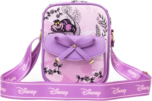 Vista 4 de Wondapop Disney Alicia en el país de las maravillas Cheshire Cat Luxe - Bolso cruzado de 8 pulgadas, Púrpura