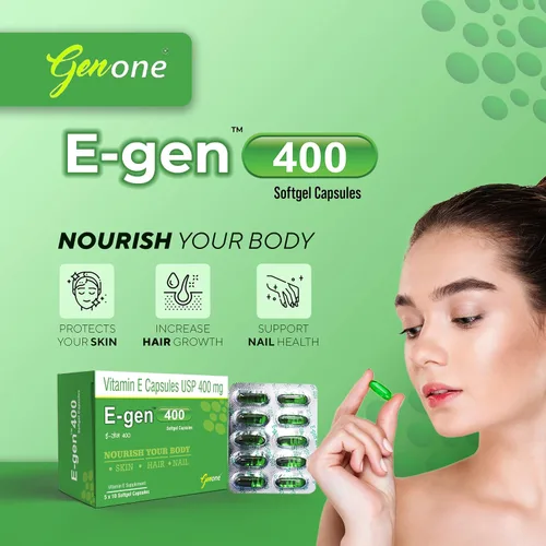 Vista 4 de Genone E-gen Natura Natural Vitamina E Aceite Cápsula para Piel y Cabello (50 Cápsulas)