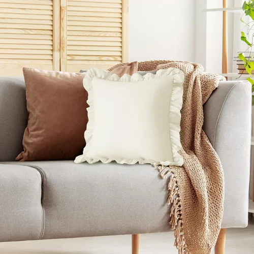 Vista 5 de KKJIAF Paquete de 2 fundas de almohada con volantes de 18 x 18 pulgadas