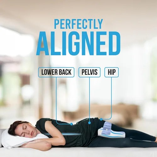 Vista 4 de Lumia Wellness Almohada ortopédica larga para dormir de lado, soporte contorneado muslos y rodillas para ciática, cadera trasera, alivio calmante