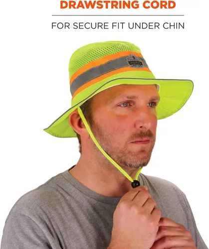 Vista 5 de Ergodyne GloWear Gorra de alta visibilidad, para guardia, flúor.