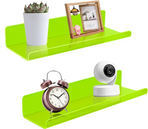 Vista 22 de ROYALITA Pequeños estantes acrílicos montados en la pared Juego de 2 12 pulgadas Estantes de exhibición de plantas para colgar en la pared
