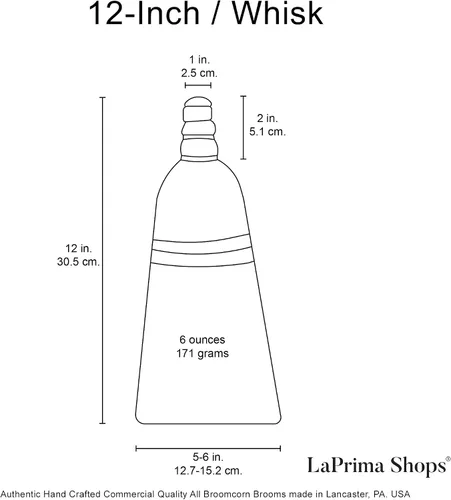 Vista 3 de LaPrima Shops Auténtica escoba amish hecha a mano (12 pulgadas/batidor)
