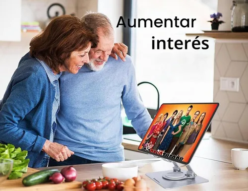 Vista 3 de Soporte para tablet para escritorio, soporte ajustable para tableta de escritorio, tableta plegable con base giratoria de 360 grados para iPad Pro