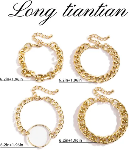 Vista 109 de Long tiantian Pulsera de oro gruesa para mujer, pulseras de oro delicadas, pulseras para mujer, pulseras apilables de eslabones de cadena