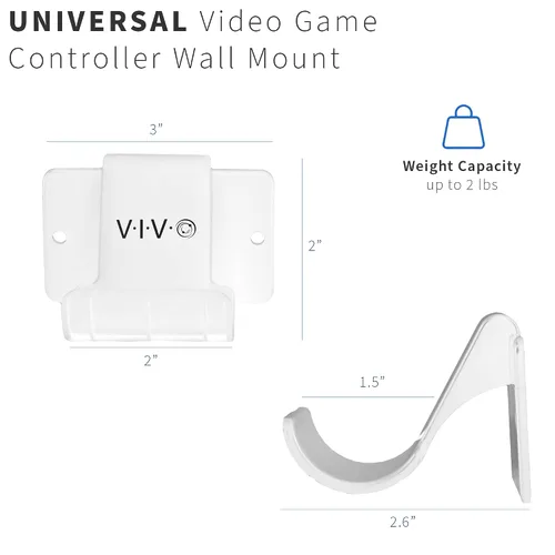 Vista 2 de VIVO Universal Video Game Controller Wall Mount Holders, Compatible with PlayStation, Xbox, NVIDIA, Nintendo Switch Controllers, and More, 2-Pack