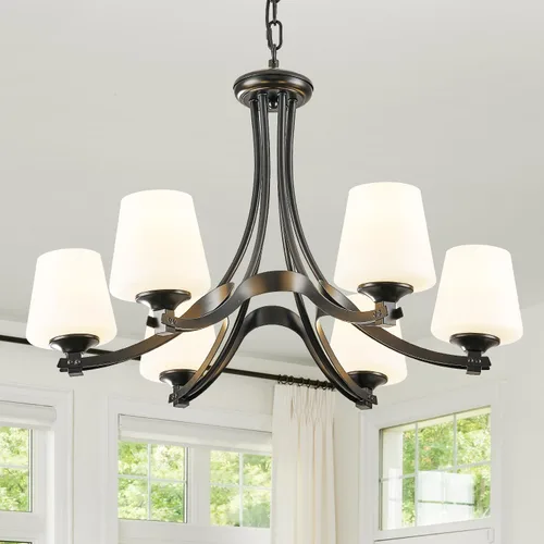Vista 14 de Lámpara de comedor de níquel cepillado, moderna lámpara plateada con vidrio esmerilado, 3 luces de metal para isla de cocina, lámparas colgantes E26