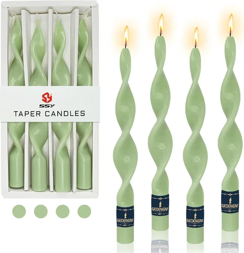 Vista 57 de SM101 - Vela cónica roja, velas en espiral de 10 pulgadas, velas largas cónicas sin goteo para cena, mesa de comedor, boda, fiesta, fiesta, Rojo