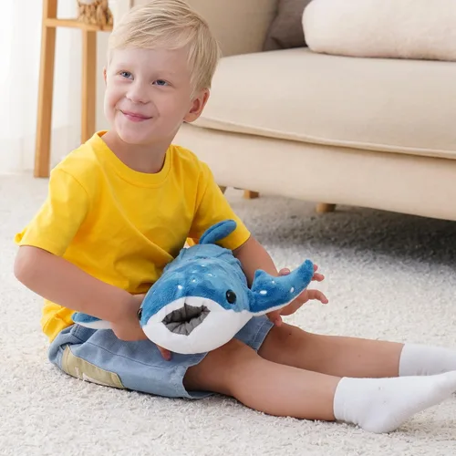 Vista 4 de Mukouxun 47 cm Tiburón Ballena de Peluche Tiburón Ballena de Peluche para Niños Almohadas de Peluche de Tiburón Ballena Muñeca de Ballena Azul