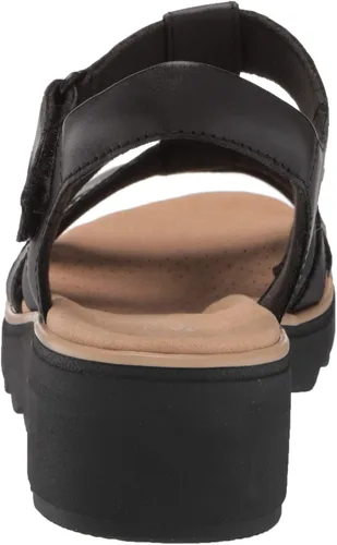 Vista 3 de Clarks Sandalias de cuña Gladiator para mujer, tamaño de plantilla AD, Cuero negro