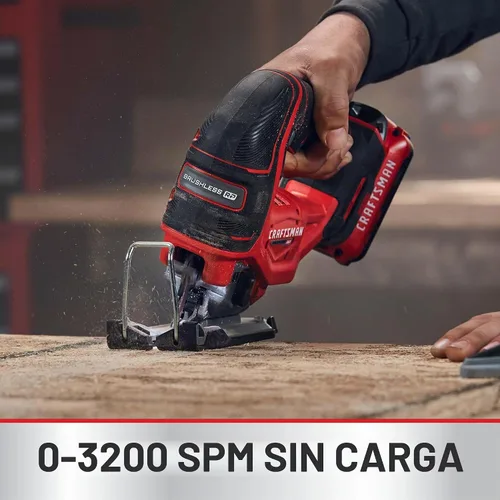 Vista 4 de CRAFTSMAN V20 RP - Sierra de calar inalámbrica, 3 ajustes orbitales, hasta 3,200 SPM, velocidad variable sin llave, solo herramienta (CMCS650B)