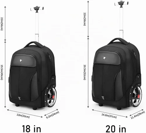 Vista 2 de WMHYLYH Mochila impermeable con ruedas de 20/22 pulgadas, Negro